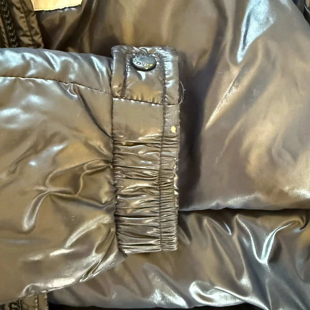 Moncler New Maya Down Jacket in classic navy blue, boys size 8.